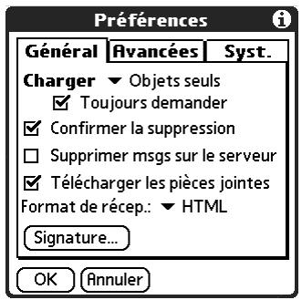 PALM TUNGSTEN C - Pour créer une signature personnelle : - 1
