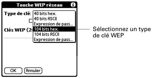 PALM TUNGSTEN C - Pour ajouter ou modifier un chiffrement WEP : - 4