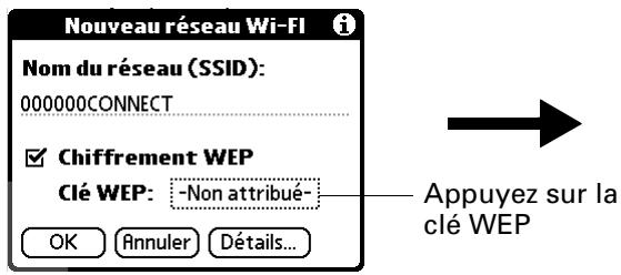 PALM TUNGSTEN C - Pour ajouter ou modifier un chiffrement WEP : - 2