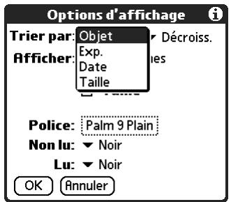 PALM TUNGSTEN C - Pour changer l'ordre de tri : - 1