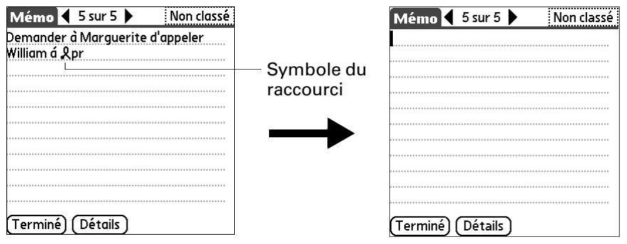 PALM TUNGSTEN C - Pour créer un raccourci : - 2