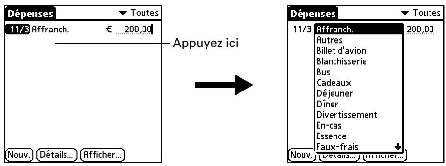 PALM TUNGSTEN C - Ajout de dépenses - 2