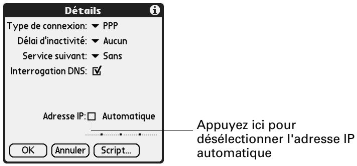 PALM TUNGSTEN C - Pour saisir une adresse IP permanente : - 1