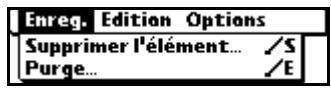 PALM TUNGSTEN C - Utilisation des menus de l'application dépenses - 1