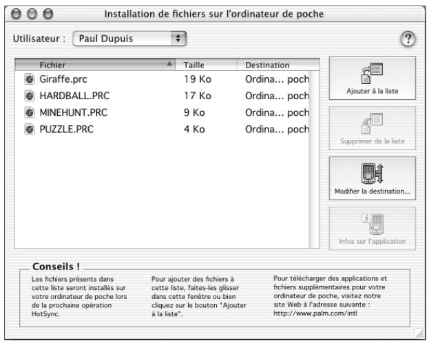PALM TUNGSTEN C - Installation d'applications et de fichiers sur macintosh - 1
