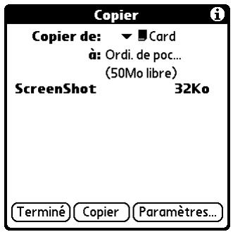 PALM TUNGSTEN C - Pour copier une application sur une carte d'extension : - 1