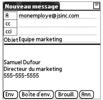 PALM TUNGSTEN C - Pour rédiger le reste du message et l'envoyer : - 1