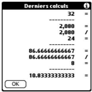 PALM TUNGSTEN C - Pour afficher les derniers calculs : - 1