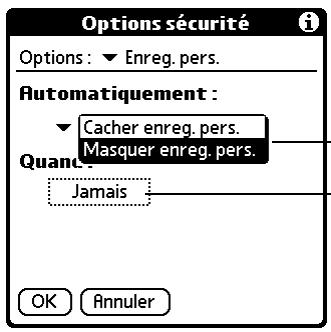 PALM TUNGSTEN C - Masquage partiel ou total automatique des enregistrements personnels - 2