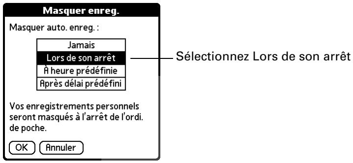 PALM TUNGSTEN C - Masquage partiel ou total automatique des enregistrements personnels - 3