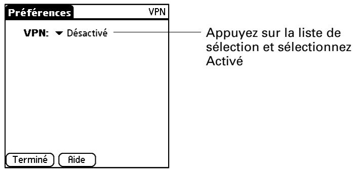 PALM TUNGSTEN C - Pour configurer votre compte VPN : - 1