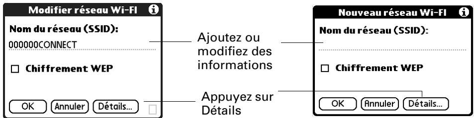 PALM TUNGSTEN C - Pour ajouter ou modifier un réseau wi-fi de point d'accès d'infrastructure : - 3