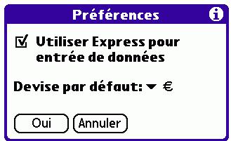 PALM TUNGSTEN E - Préférences - 1