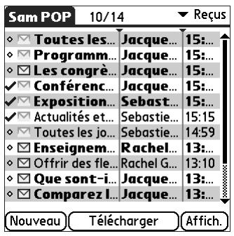 PALM TUNGSTEN E - Pour déplacer plusieurs messages : - 1