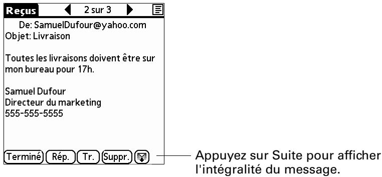 PALM TUNGSTEN E - Pour dire un message en utilisant le navigateur : - 1