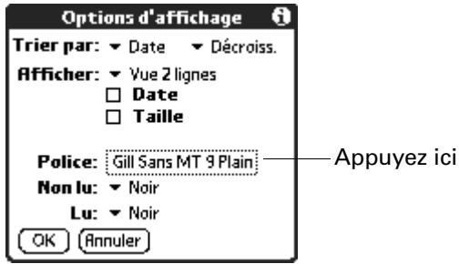 PALM TUNGSTEN E - Pour afficher ou masquer une colonne dans la liste du dossier : - 2