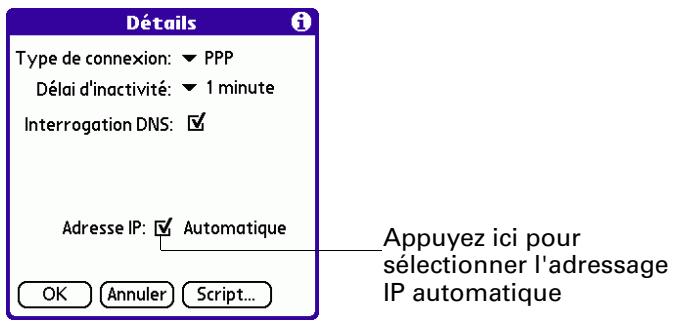 PALM TUNGSTEN E - Pour identifier l'adressage IP dynamique : - 1
