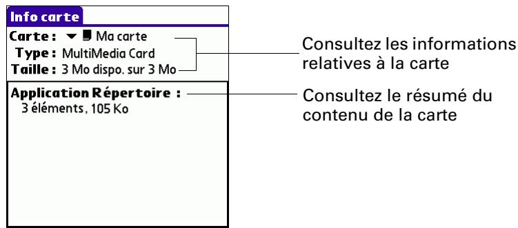 PALM TUNGSTEN E - Consultation des informations sur une carte - 1