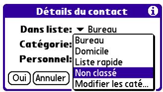 PALM TUNGSTEN E - Pour placer un enregistrement dans une catégorie : - 1