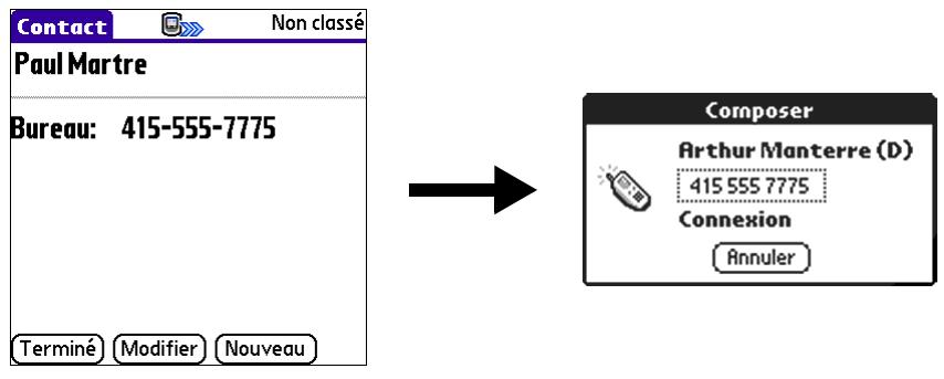 PALM TUNGSTEN E - Pour établir une connexion avec numérotation auto.: - 1