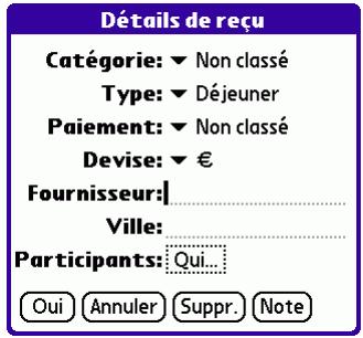 PALM TUNGSTEN E - Pour ouvrir la boîte de dialogue détails de reçu : - 1
