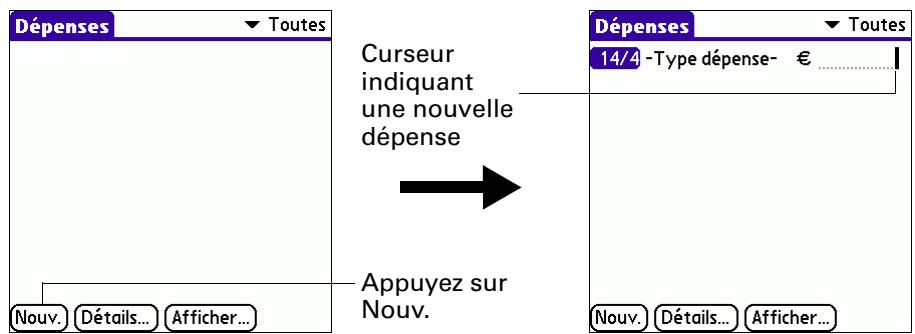 PALM TUNGSTEN E - Pour ajouter une dépense - 1