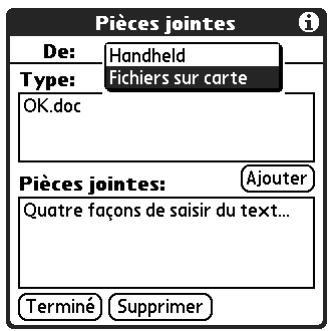 PALM TUNGSTEN E - Pour joindre un fichier à partir d'une carte d'extension : - 1