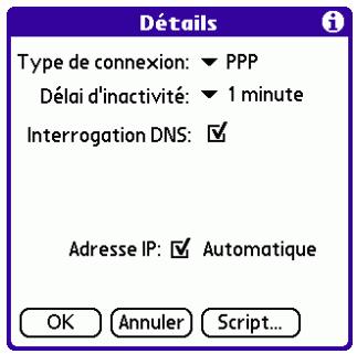 PALM TUNGSTEN E - Pour ajouter des détails sur la connexion : - 1
