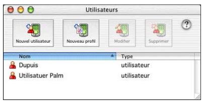 PALM TUNGSTEN E - Pour créer un profil utilisateur sur macintosh : - 1