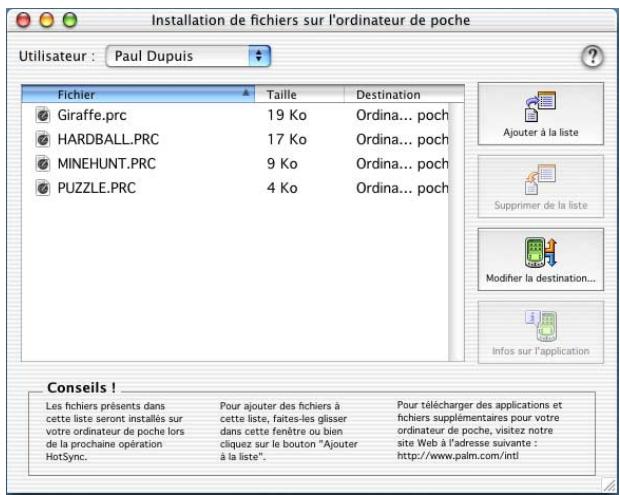 PALM TUNGSTEN E - Installation d'applications et de fichiers sur un ordinateur macintosh - 1