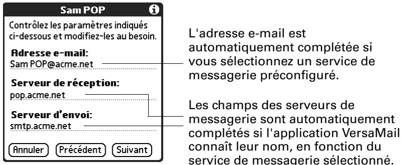 PALM TUNGSTEN E - Pour saisir les paramètres des serveurs de messagerie : - 1