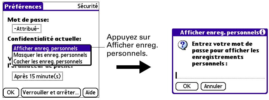 PALM TUNGSTEN E - Pour afficher tous les enregistrements personnels : - 1