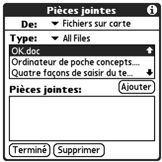 PALM TUNGSTEN E - Pour joindre un fichier à partir d'une carte d'extension : - 3