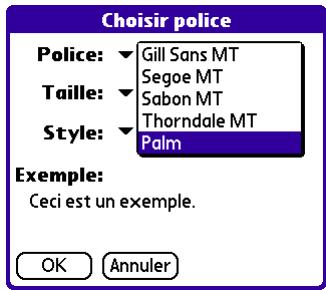 PALM TUNGSTEN E - Pour afficher ou masquer une colonne dans la liste du dossier : - 3