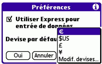 PALM TUNGSTEN E - Pour modifier votre devise par défaut : - 1