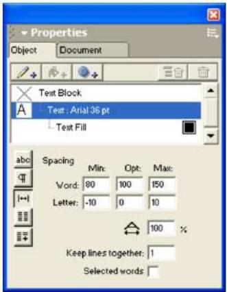 MACROMEDIA FREEHAND MX-UTILISATION DE FREEHAND - Espacer précisément les caractères et les mots - 3