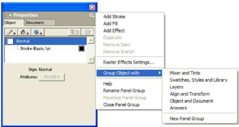 MACROMEDIA FREEHAND MX-UTILISATION DE FREEHAND - Panneaux de regroupement - 1