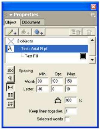 MACROMEDIA FREEHAND MX-UTILISATION DE FREEHAND - Espacer précisément les caractères et les mots - 6