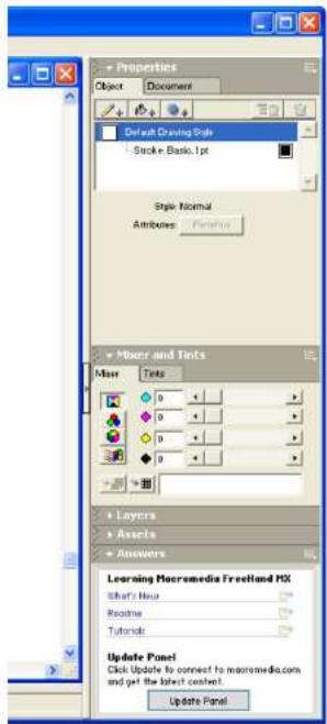 MACROMEDIA FREEHAND MX-UTILISATION DE FREEHAND - Utilisation de panneaux - 3