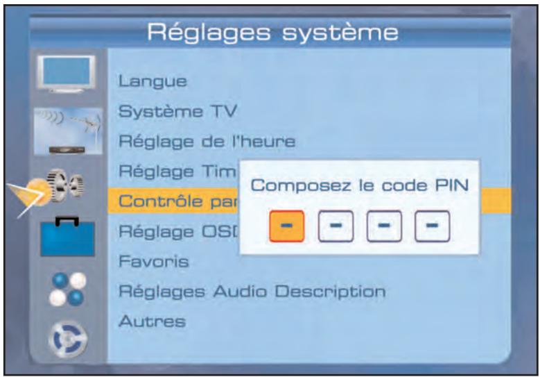 SERVIMAT TNT65HDU - REGLAGES SYSTEME (menu PIN Contrôle parental) - 1