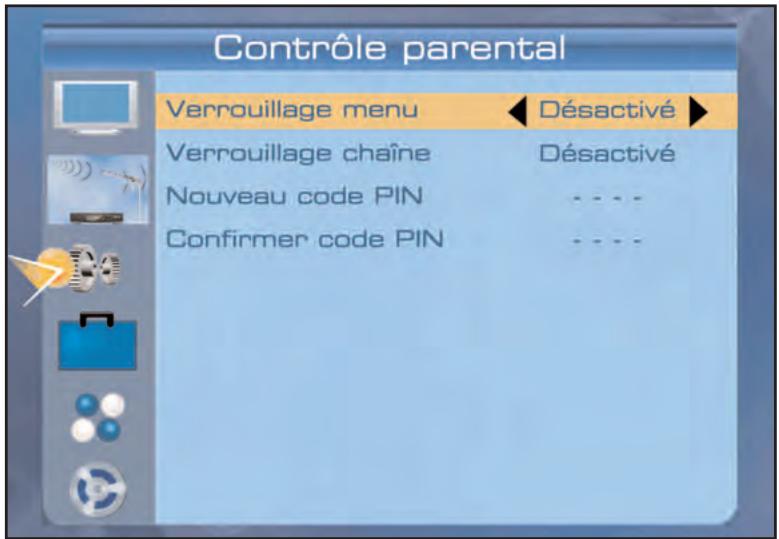 SERVIMAT TNT65HDU - CONFIGURATION SYSTEME (menu Contrôle parental, verrouillage menu) - 1