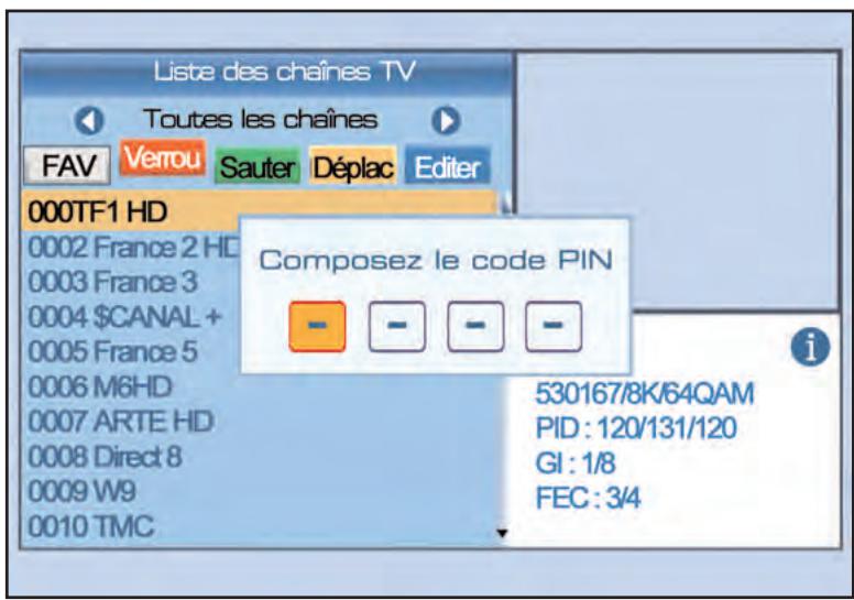 SERVIMAT TNT65HDU - LISTE DES CHAINES (verrouiller une chaine) - 1