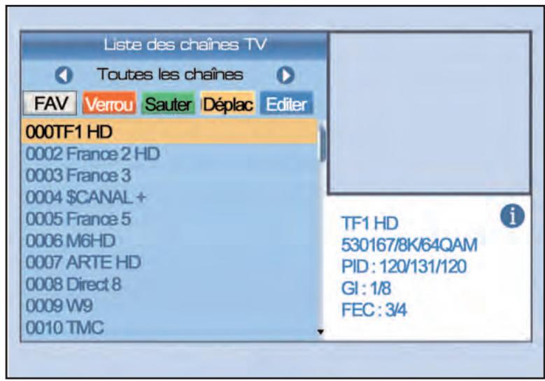 SERVIMAT TNT65HDU - EDITION CHAINES (menu List des chaînes TV) - 1