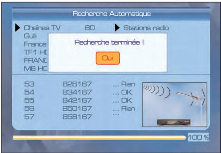 SERVIMAT TNT65HDU - Installation (recherche automatique, recherche en cours, recherche terminée) - 1