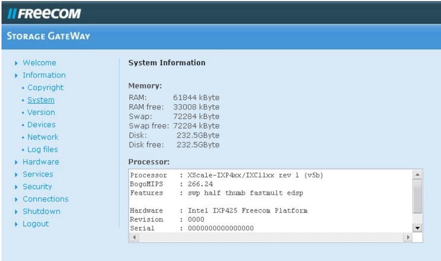 FREECOM FSG-3 - Informations système - 1