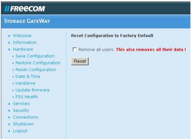 FREECOM FSG-3 - Reset de la configuration - 1