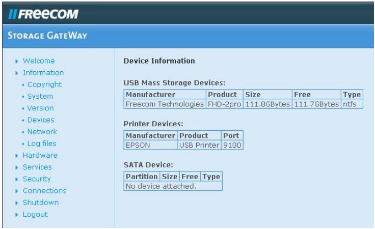 FREECOM FSG-3 - Information concernant les périphériques - 1
