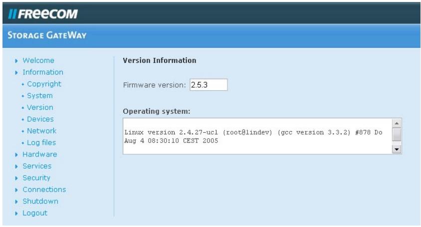 FREECOM FSG-3 - Information concernant la version - 1
