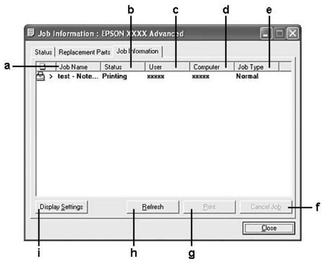 EPSON ACULASER C9200DN - Informations jobs - 1