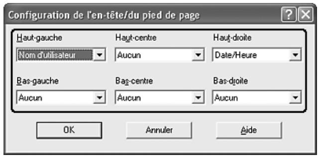 EPSON ACULASER CX21NF - Utilisation d'en-têtes et pieds de page - 2